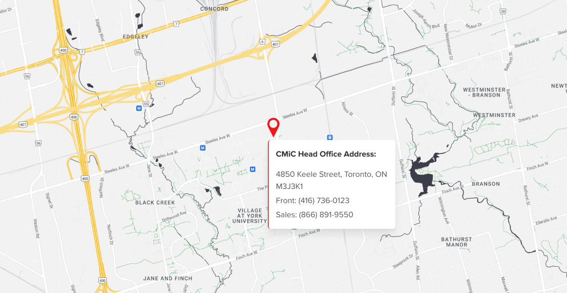 Map of CMiC office locations